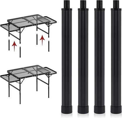 4 Pack Folding Camping Table Legs, 14" Aluminum Alloy Replacement Legs 26" & 30" Camping Tables, Black