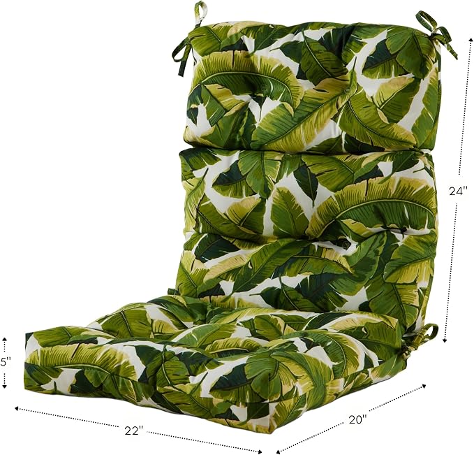 Greendale Home Fashions Tropical White 44'' x 22'' Outdoor High Back Chair Cushion