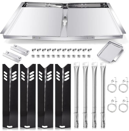 Hiorucet Grill Grease Tray Replacement Parts for Dyna Glo DGF510SBP, DGF493BNP and Backyard Grill BY13-101-001-12, DGF493BNP Drip Pan Adjustable 24''-30'', Heat Plate Tent Shields, Burner and Igniter.