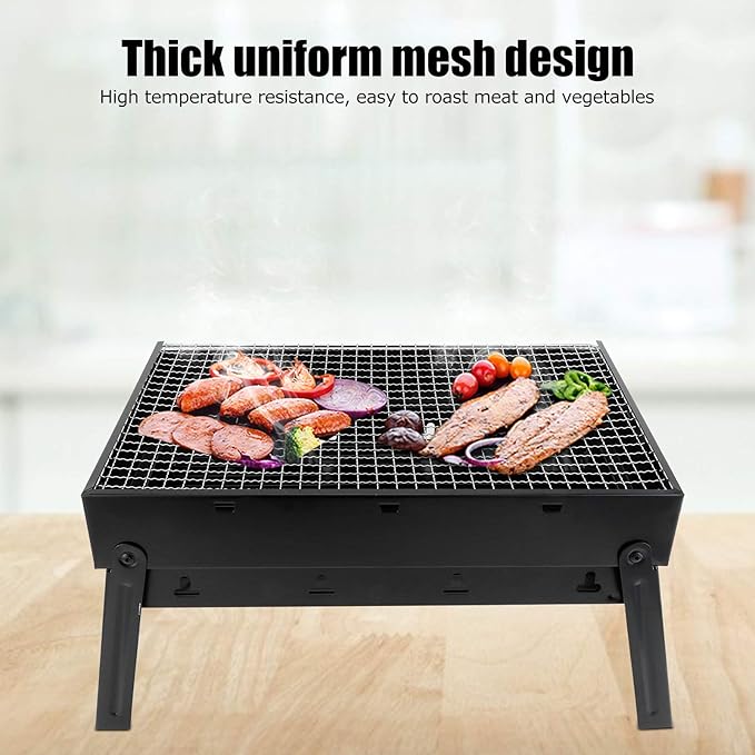 Alvinlite Barbecue Grill Stainless Steel - Kabab Grill Folding Camping Grill BBQ for Shish Kabob Grill Cooking Small Grill Portable Charcoal Tabletop Grill Barbecue