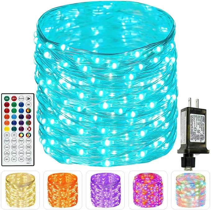 66FT 200 LED RGB Color Changing Fairy Lights with Remote for Outdoor Indoor | 128+ Modes, Brightness and Speed Adjustable, Timer, Waterproof String Lights for Bedroom Garden Halloween Christmas Decor