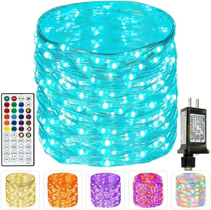 66FT 200 LED RGB Color Changing Fairy Lights with Remote for Outdoor Indoor | 128+ Modes, Brightness and Speed Adjustable, Timer, Waterproof String Lights for Bedroom Garden Halloween Christmas Decor