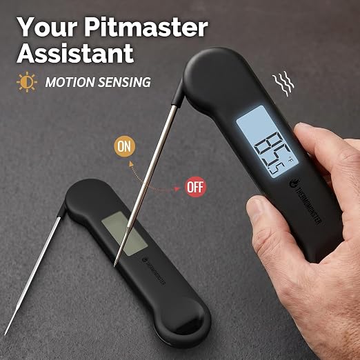 0.5 Sec Instant Read Grill Meat Thermometer Digital Food Cooking BBQ, Black | ±0.5°F Precision, Auto Flip Digital LCD Display, Ideal For Meat, Candy, Grill, BBQ, Food Thermometer for Kitchen Gadgets
