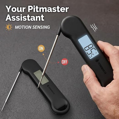 0.5 Sec Instant Read Grill Meat Thermometer Digital Food Cooking BBQ, Black | ±0.5°F Precision, Auto Flip Digital LCD Display, Ideal For Meat, Candy, Grill, BBQ, Food Thermometer for Kitchen Gadgets