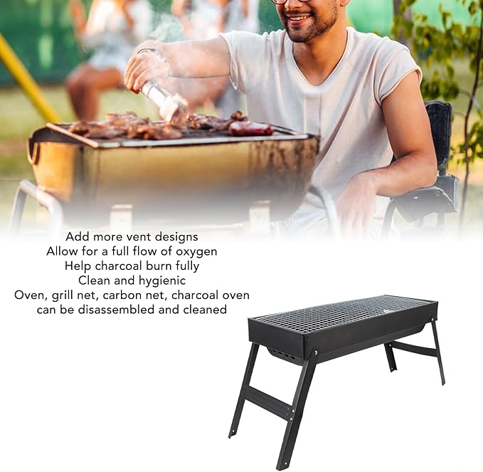 Luocute Barbecue Grill, Portable Charcoal BBQ with Folding Design, Removable Parts for Easy Cleaning, Iron Material for Outdoor Cooking Camping Picnics
