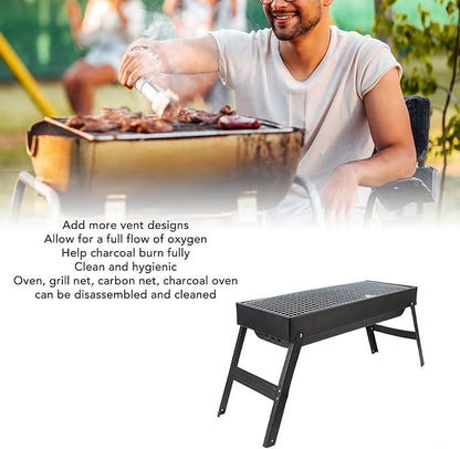 Luocute Barbecue Grill, Portable Charcoal BBQ with Folding Design, Removable Parts for Easy Cleaning, Iron Material for Outdoor Cooking Camping Picnics