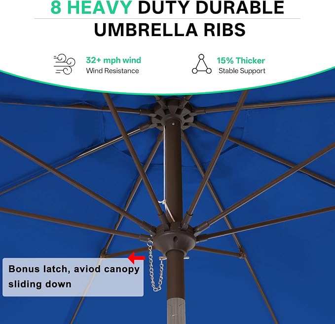 ABCCANOPY 10FT Scalloped Patio Umbrella Table Market Umbrella, Blue | Durable 8 Sturdy Fiberglass Ribs, Push Button Tilt and Crank, UV Protection Waterproof Outdoor Umbrella, Valance Style