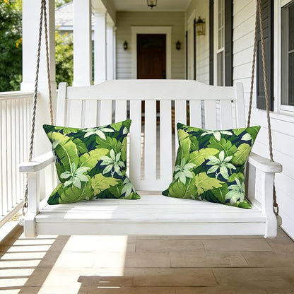 LVTXIII Outdoor Pillow Covers 20x20 Inch, 2 Pack Large Square Throw Pillow Cases, Fade-Resistant Cushion Covers for Patio Furniture Sofa, Garden Porch, Jungle Leaves