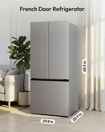 18 Cu.Ft. French Door Refrigerator with Ice Maker, Refrigerator with Freezer Drawer, Frost-Free, UL Certified, French Door Fridge with 3 Smart Cooling Modes