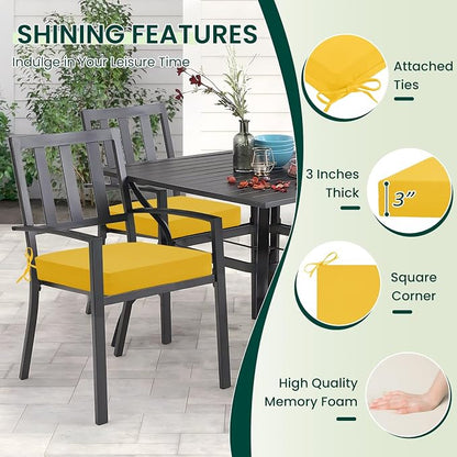 HARBOREST Outdoor Chair Cushions Set of 4, Yellow Water Resistant Patio Chair Cushions with Ties
