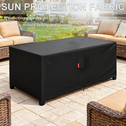 SheeChung Rectangular Fire Pit Cover,Fits 54-58 Inch-Outdoor Waterproof Anti-UV Patio Furniture Gas Fire Pit Table,58 x 28 x 24 Inches, Black