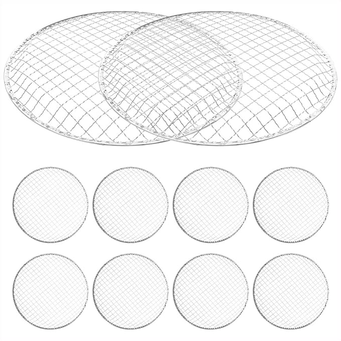 Kichvoe 13 Inch Disposable Round Bbq Grill Net Non-Stick Mesh Cooking Grate for Outdoor Camping Fire Pit Grilling Meat Vegetables Fish Skewers