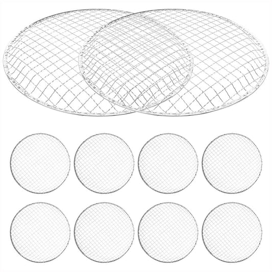 Kichvoe 13 Inch Disposable Round Bbq Grill Net Non-Stick Mesh Cooking Grate for Outdoor Camping Fire Pit Grilling Meat Vegetables Fish Skewers