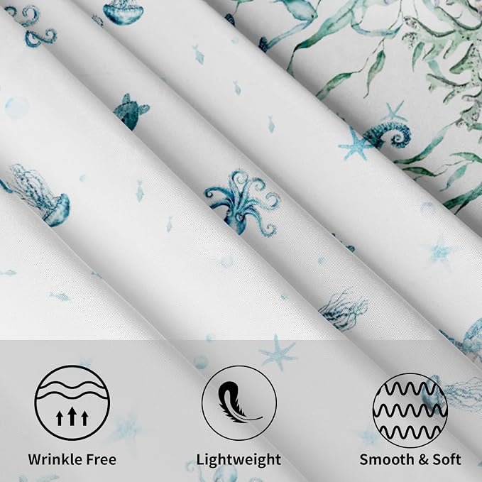 Summer Sea Turtle Jellyfish Table Cloth Round Blue Ocean Theme Nautical Coastal Tablecloth 60 Inch Decor Washable Stain and Wrinkle Resistant Round Table Cover for Dining Party Picnic
