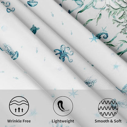 Summer Sea Turtle Jellyfish Table Cloth Round Blue Ocean Theme Nautical Coastal Tablecloth 60 Inch Decor Washable Stain and Wrinkle Resistant Round Table Cover for Dining Party Picnic