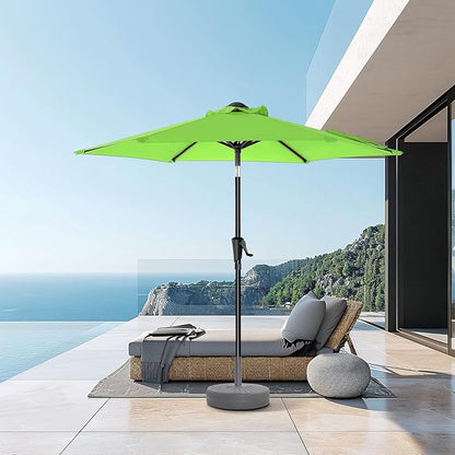 HOMSHADE 7.5ft Outdoor Patio Umbrella - Market Table Pool Deck Umbrella UPF50+ UV Protection with Push Button Tilt, Crank and 6 Sturdy Ribs (Apple Green, No base)