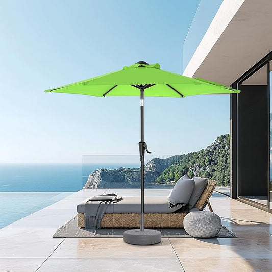 HOMSHADE 7.5ft Outdoor Patio Umbrella - Market Table Pool Deck Umbrella UPF50+ UV Protection with Push Button Tilt, Crank and 6 Sturdy Ribs (Apple Green, No base)
