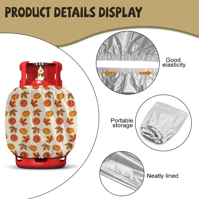 Maple Propane Tank Cover 20lb Fall Gas Tank Cylinder Cover for Outdoor Easy to Install RV Gas Cylinder Storage Pocket for Yard Party RV Travel Trailer