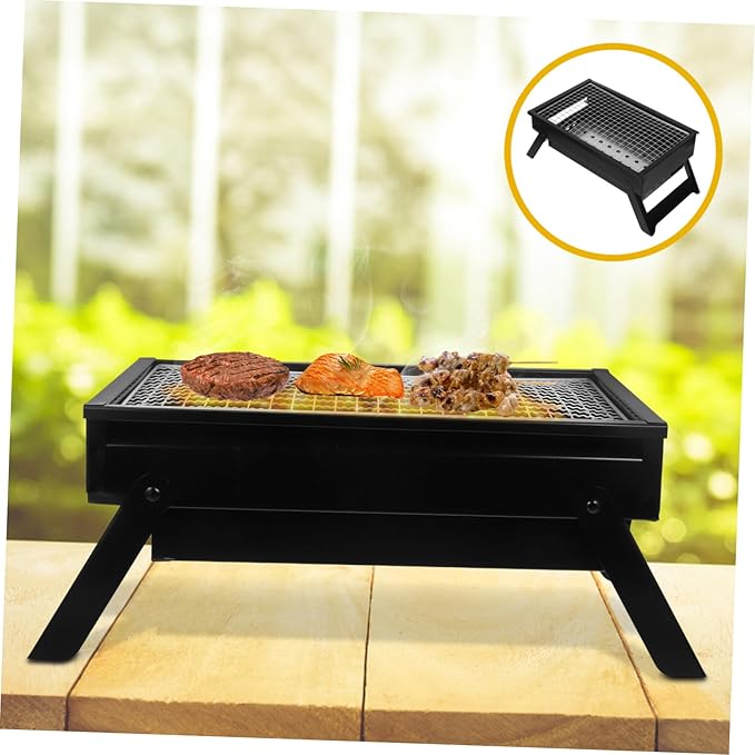 Portable Charcoal Grill Compact Folding for Outdoor Cooking Camping and Backyard Gatherings Features Pullout Charcoal Box for Easy Use and Cleaning for People