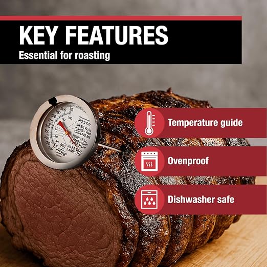 CDN Ovenproof Meat Thermometer NSF Certified Pro Accurate, Temperature Guide on 2" Dial - Easy-to-Read - Poultry, Roasting, Waterproof - IRM200