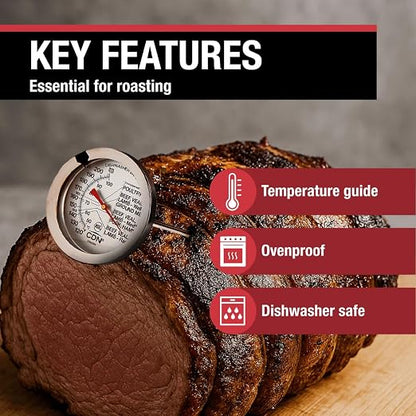 CDN Ovenproof Meat Thermometer NSF Certified Pro Accurate, Temperature Guide on 2" Dial - Easy-to-Read - Poultry, Roasting, Waterproof - IRM200