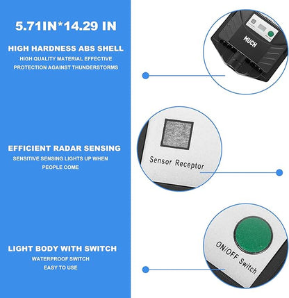 MUCH Solar Street Lights Outdoor 1 Pack, Waterproof with Motion Sensor, 8500K Solar Lights Outdoor, Lamparas Luces Solares para Exteriores Dusk to Dawn Commercial Lighting for Yard Path