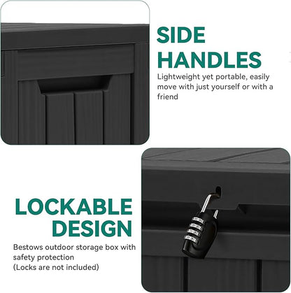 YITAHOME 72 Gallon Outdoor Storage Box w/Wheels, Resin Deck Box Indoor & Outdoor Patio Storage Box for Throw Pillows, Athletic Gear(Black)