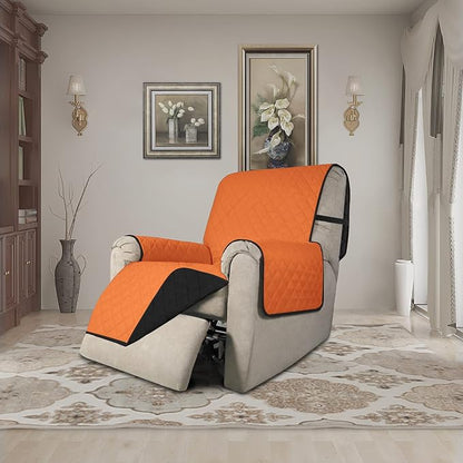Easy-Going Reversible Couch Cover, Recliner 19 in, Orange/Black | Machine Washable Slipcover For Dogs, Water Resistant Furniture Mat For Living Room, Non-Slip Sofa Cover, Pet Friendly