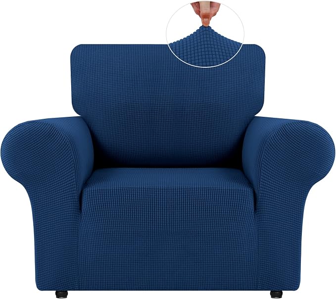 LURKA Stretch Chair Cover for Sofa, 1 Piece Armchair Slipcover, Royal Blue | Soft Stretch Jacquard, Fits 31"-55" Armchairs, Elastic Bottom for Secure Fit, Machine Washable, Pet & Kid Friendly