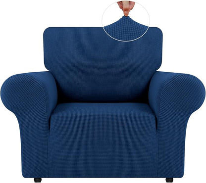 LURKA Stretch Chair Cover for Sofa, 1 Piece Armchair Slipcover, Royal Blue | Soft Stretch Jacquard, Fits 31"-55" Armchairs, Elastic Bottom for Secure Fit, Machine Washable, Pet & Kid Friendly