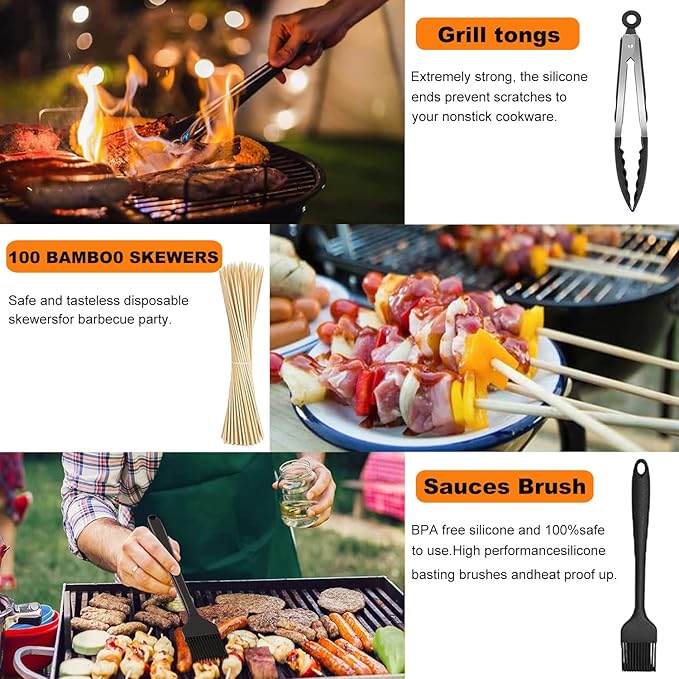 Blackstone Griddle Accessories & Burger Press, 122 PCS Griddle Grill Tools Set for Blackstone Stainless Steel Grill BBQ Spatula Utensils Set with Storage Bag