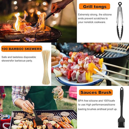 Blackstone Griddle Accessories & Burger Press, 122 PCS Griddle Grill Tools Set for Blackstone Stainless Steel Grill BBQ Spatula Utensils Set with Storage Bag