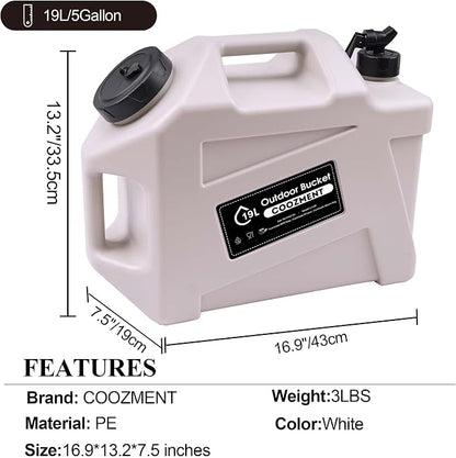 COOZMENT 3.2 Gallon/5 Gallon Water Containers with Spigot, BPA Free Water Jug, Military Green Water Tank, Multifunction Water Storage Containers for Camping Outdoor Hiking,Emergency Storage