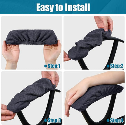Smiry Office Computer Chair Armrest Covers, 2PCs Anti-dust Arm Rest Pad | Removable Washable Desk Chair Arm Pad Covers, Dark Grey