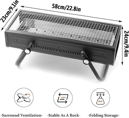 Portable Charcoal BBQ Grill with Foldable Legs Easy to Clean Iron Design Removable Charcoal Tray Ideal for 4 7 People Perfect for Outdoor Cooking (White)