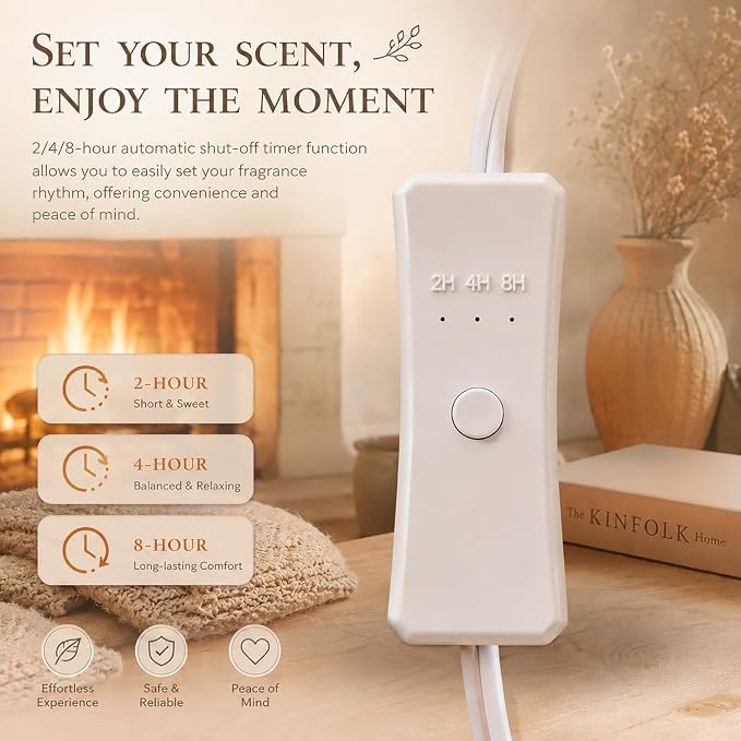 Dicimi Vintage Fireplace Wax Warmer – Electric Warmer with 2/4/8H Timer & Auto Shut-Off, 18W Low Energy, Multifunctional for Scented Wax & Oils, Beverage Warmer, Women's Birthday & Housewarming Gift