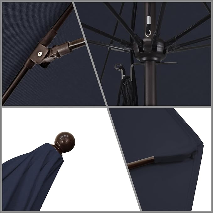 California Umbrella 11' Rd. Venture Series Contract Grade Patio Umbrella, Pulley Open, Bronze Finish, Sunbrella Indigo