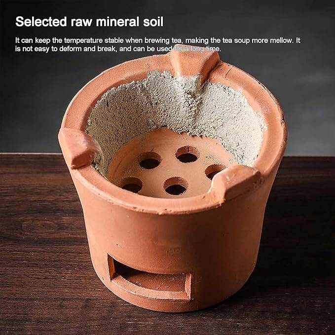Outdoor Red Clay Charcoal Grill Stove | Portable Pottery Barbecue for Camping & Picnics | Efficient Home Heating & Cooking Tool | Durable Outdoor Cooking Equipment