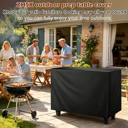 Grill Cart Cover,52 inch Waterproof Outdoor Prep Table Cover All-Weather Protection Tool Box Cover for Outdoor Kitchen Island & Storage Cabinet, Dust-Resistant, Rip-Resistant