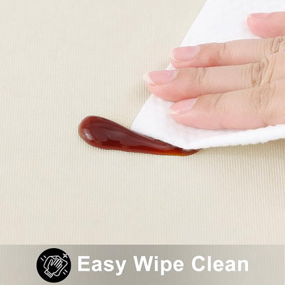 Smiry Rectangle Table Cloth 54x120 Inch, Waterproof Wipeable Vinyl Tablecloths Protector, Oil Spill Proof Plastic Table Cover for Dining, Picnic, Camping, Outdoor, Beige
