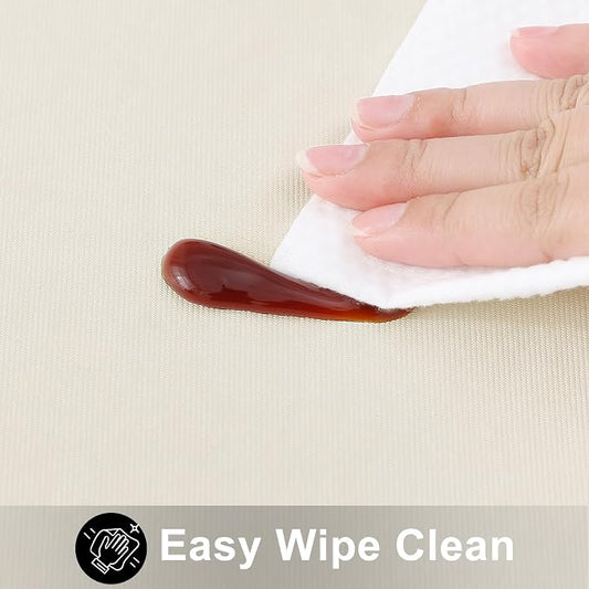 Smiry Square Table Cloth 54x54 Inch, Waterproof Wipeable Vinyl Tablecloths Protector, Oil Spill Proof Plastic Table Cover for Dining, Picnic, Camping, Outdoor, Beige