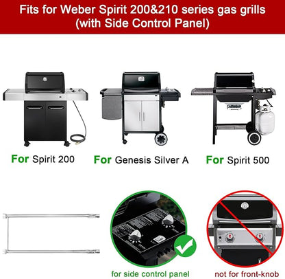 GasSaf Burner Tube Set Replacement for Weber 7507, Spirit S-200, S-210, E-200, E-210, Spirit 500 and 500LX, Genesis Silver A Grill Parts, 27 inch 304 Stainless Steel Gas Grill Burner Tube Kit