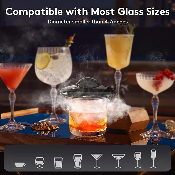 Electric Whiskey Smoker Kit with 6 Flavors Wood Chips, Cocktail Smoker Kit Built-in Lighter, Rechargeable Smoked Old Fashioned kit Bourbon Smoker kit Bar Accessories Valentine's Day Gifts for Men