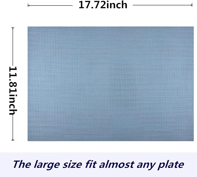 WAZAIGUR Placemats,Easy to Clean Crisscross Woven Vinyl Place Mats Durable Non-Slip Heat Resistant Table Mats,Placemats for Kitchen Table (Nattier Blue, 4)