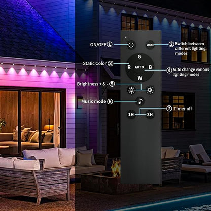 KSIPZE Permanent Outdoor Lights for House Waterproof IP67, Eaves LED Lights | Smart RGB+IC App & Button Control, 200+ Dynamic Scene Modes, For House Roof, Garden, Christmas, Party Decor