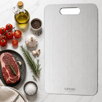 Titanium Cutting Board, 100% Pure Titanium Cutting Boards for Kitchen, Double-sided Titanium Cutting Boards,Separate Raw and Cooked Food Areas,12.1"L*7.1"W
