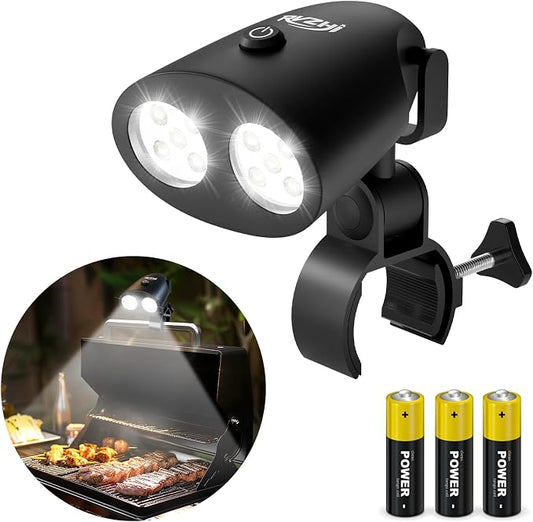 Grill Light Grilling Accessories: 2 Brightness Clamp-On BBQ Light | 10 LED 100lm Bright for Outdoor Grill - Adjustable C-clamp Flexible 360° Handle Mount for Smoker Gas Charcoal Electric Grills