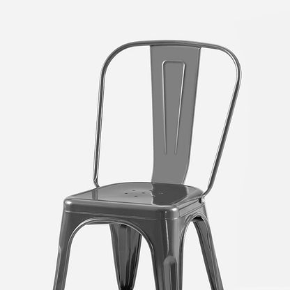AC Pacific 18 Inch Seat Height Industrial Metal Dining Chairs, Stackable Kitchen or Bar Seat, Durable Modern Design, Versatile Accent Furniture, Set of 2, Grey