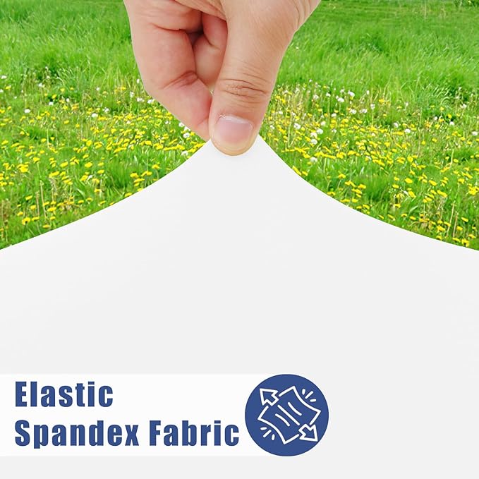 Moosfor Spandex 5 Foot Rectangle Table Cloth, Elastic Fitted Tablecloths for Picnic, Stretch Washable Patio Table Cover for Outdoor, Camping, Banquet and Parties (White, 36"x60")