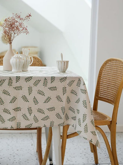 YiHomer Pastoral Rectangle Tablecloth - 60 x 84 Inch Table Cloth - Washable Table Cover with Dust-Proof Wrinkle Resistant for Restaurant, Picnic, Bistro, Indoor and Outdoor Dining, Green Leaf